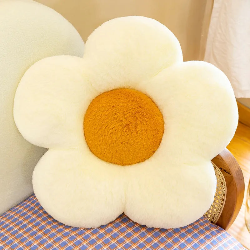 Rabbit Hair Flower Cushion Office Sofa Chair Student Cushion Butt Cushion Petal Futon Sunflower Pillow