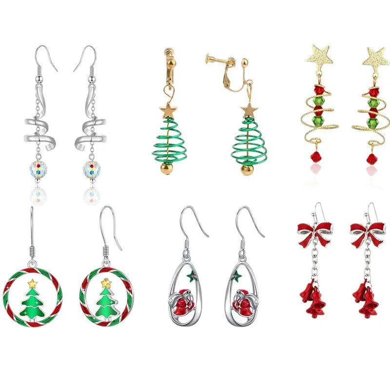Christmas Tree Deer Bell Snowflake Elements Long Earrings Christmas Theme Cartoon Style Alloy Geometric Pattern Unisex