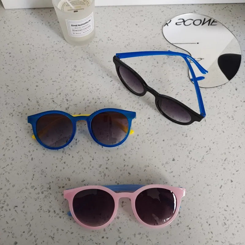 Simple Style Classic Style Solid Color UV400 Protection Resin Round Frame Full Frame Kids Sunglasses