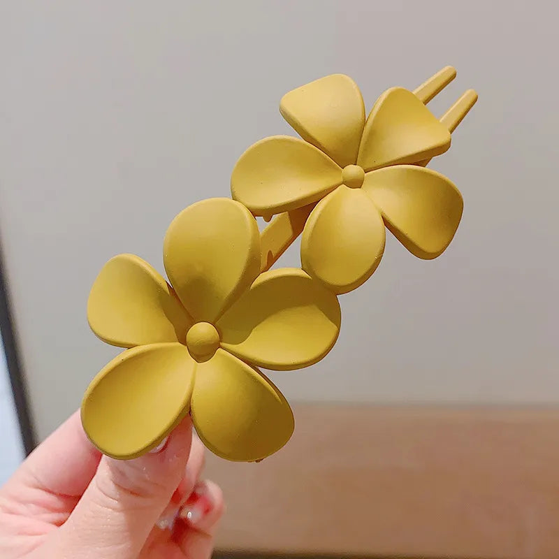 Children's Korean-style new flower clip girls' high-grade back head Headdress Ball head hairpin little girl plate hairpin