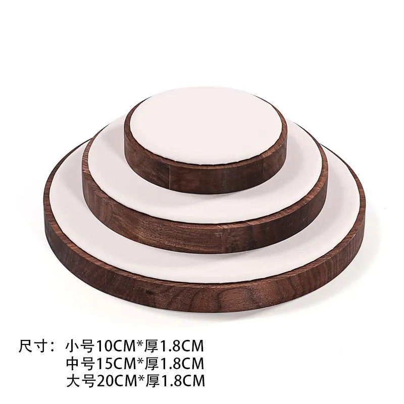 Walnut Round Bracelet Display Stand Chain Bracelet Tray Jewelry Accessory Show Props Solid Wood Hand Chain Display Plate