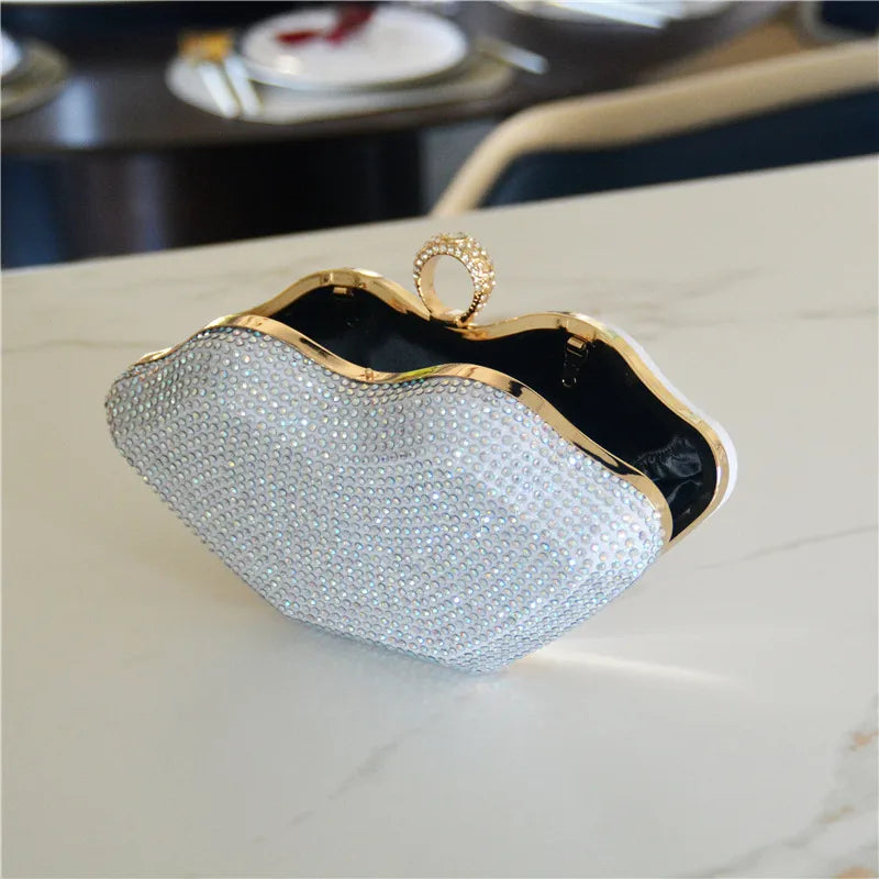 Women's Medium Rhinestone satin Solid Color Elegant Streetwear Square Lock clasp Evening Bag