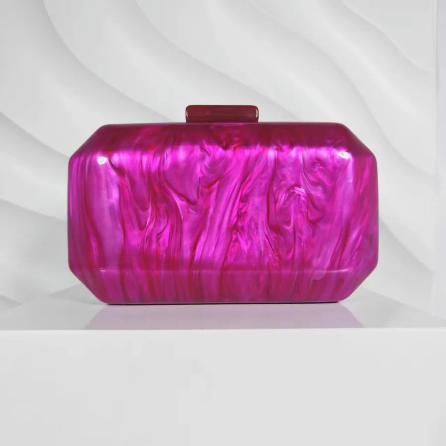 Gold White Blue Arylic Solid Color Square Evening Bags