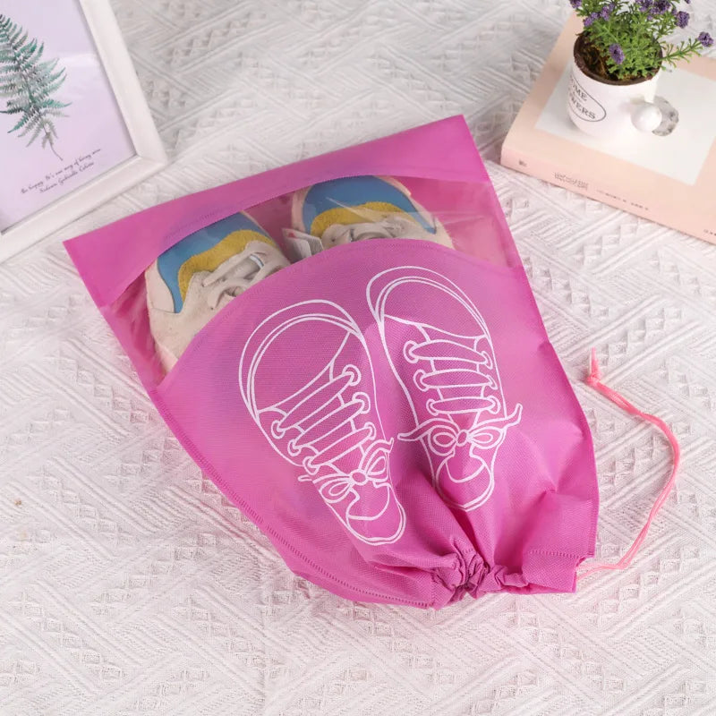 Spot Non-woven Shoe Bag Travel Dustproof Bundle Pocket Clothes Shoes Storage Bag Seasonal Shoes Drawstring Bag Household