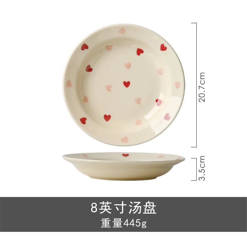 cute heart ceramics plate tableware mug 1 piece
