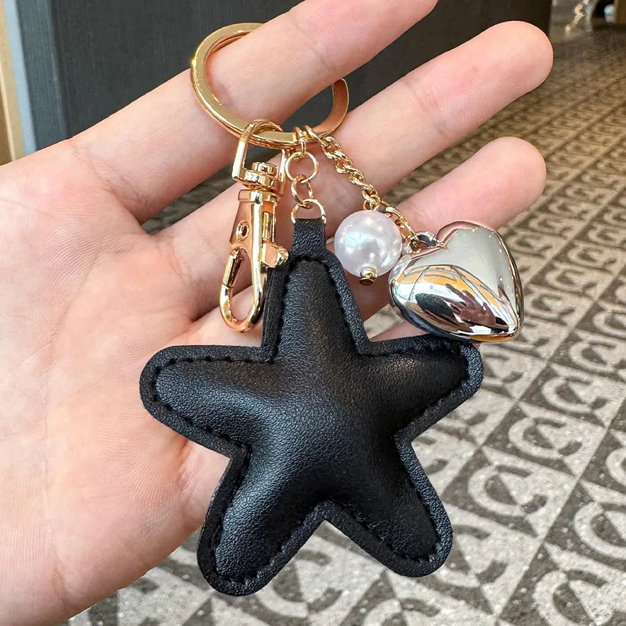 Cute Metal Keychain Pendant Beaded Bookbag Girl's Bag Charm  Style Cartoon Design Half Handmade Flower