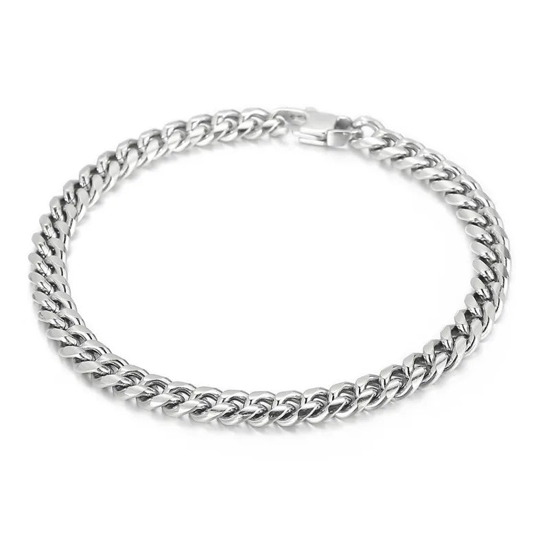 Simple Style Geometric Solid Color Titanium Steel 18K Gold Plated Men's Bracelets