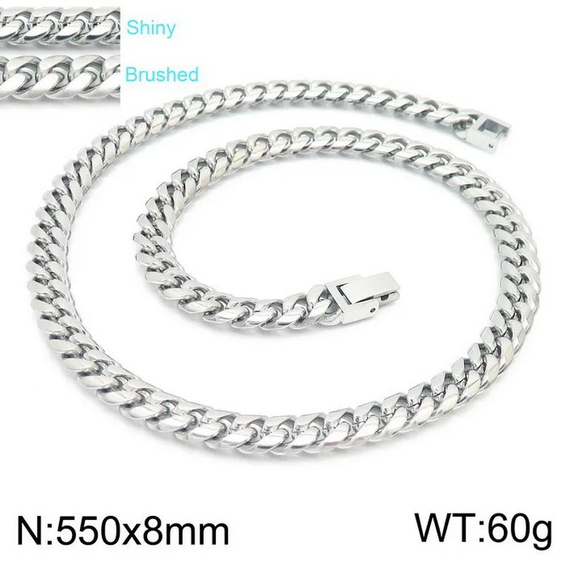 Rock Streetwear Geometric Titanium Steel 18K Gold Plated Men's Bracelets Necklace