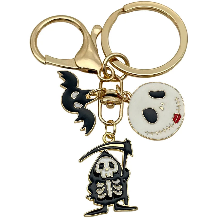 Halloween Ghost Cartoon Couple Car Keychain Pendant Ring Creative Personalized Alloy Bag Decorations Small Hanging Ornaments