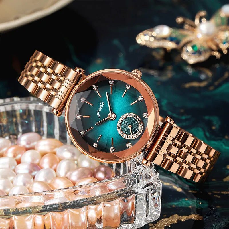classic style solid color single folding buckle quartz women's watches
