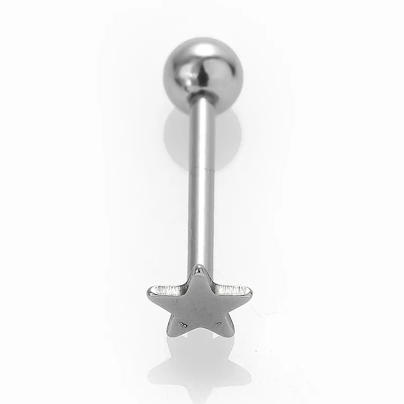 1 Piece Tongue Rings Gothic Hip-Hop Rock Rose Spider Fish Bone 316L Stainless Steel  Polishing Crystal Tongue Rings