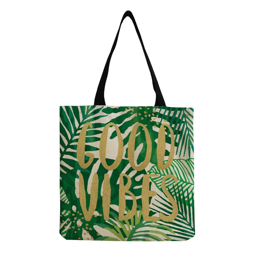 women's tropical leaf shopping bags