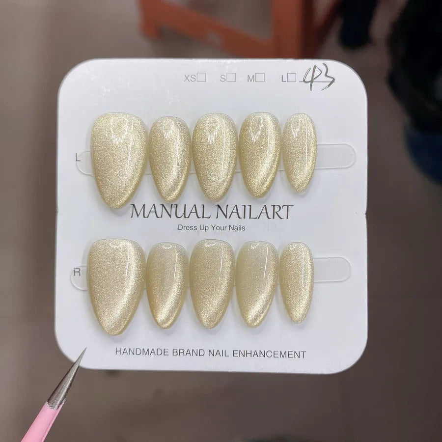 Handmade Wearable Nail Art Phototherapy Finished Product Sparkling Crystal Stone Cat's Eye Removable Starry Sky Pattern Simple Style