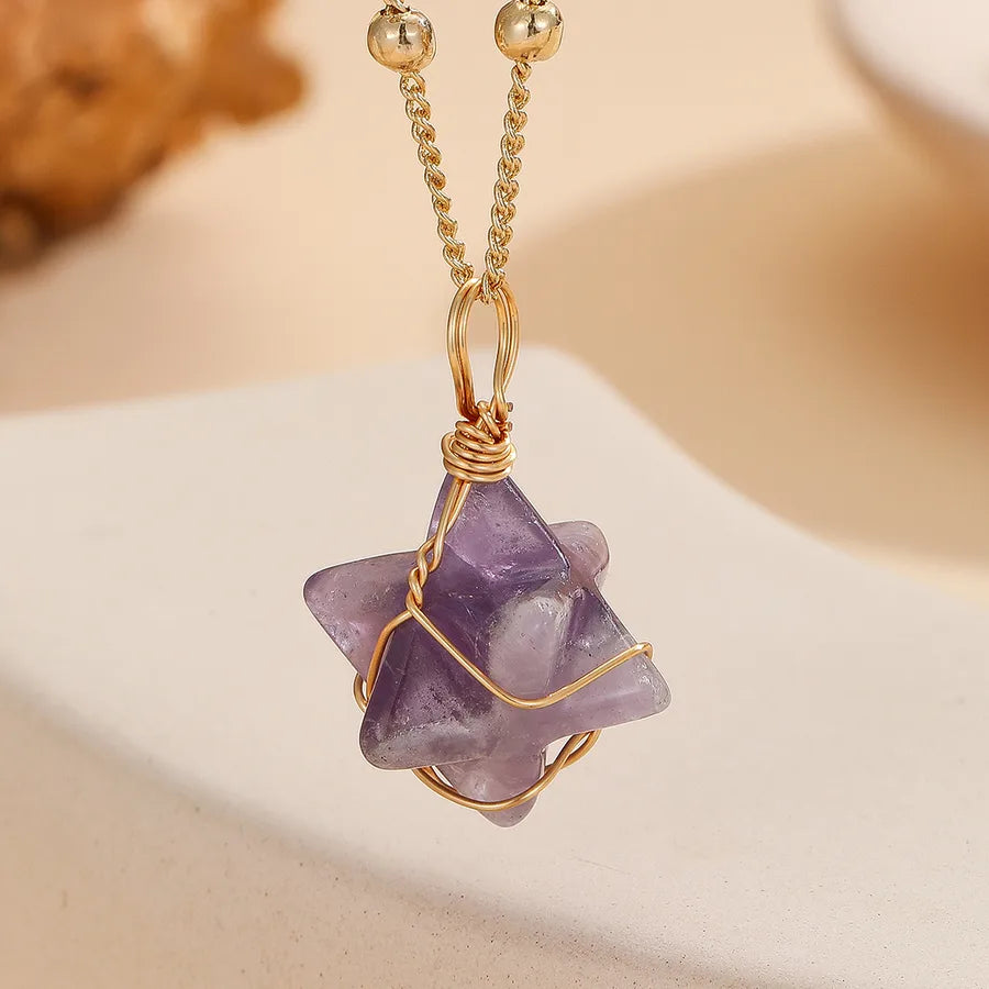 Modern Style Classic Style Irregular 304 Stainless Steel natural stone Pendant Necklace In Bulk