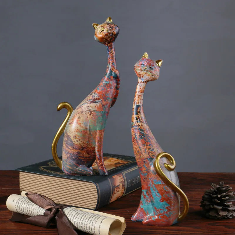 retro artistic cat synthetic resin ornaments artificial decorations