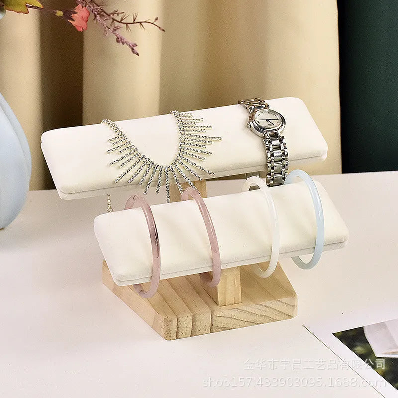 1 Piece Pu Leather solid wood Flannel Modern Style Simple Style Solid Color Jewelry Display Jewelry Rack