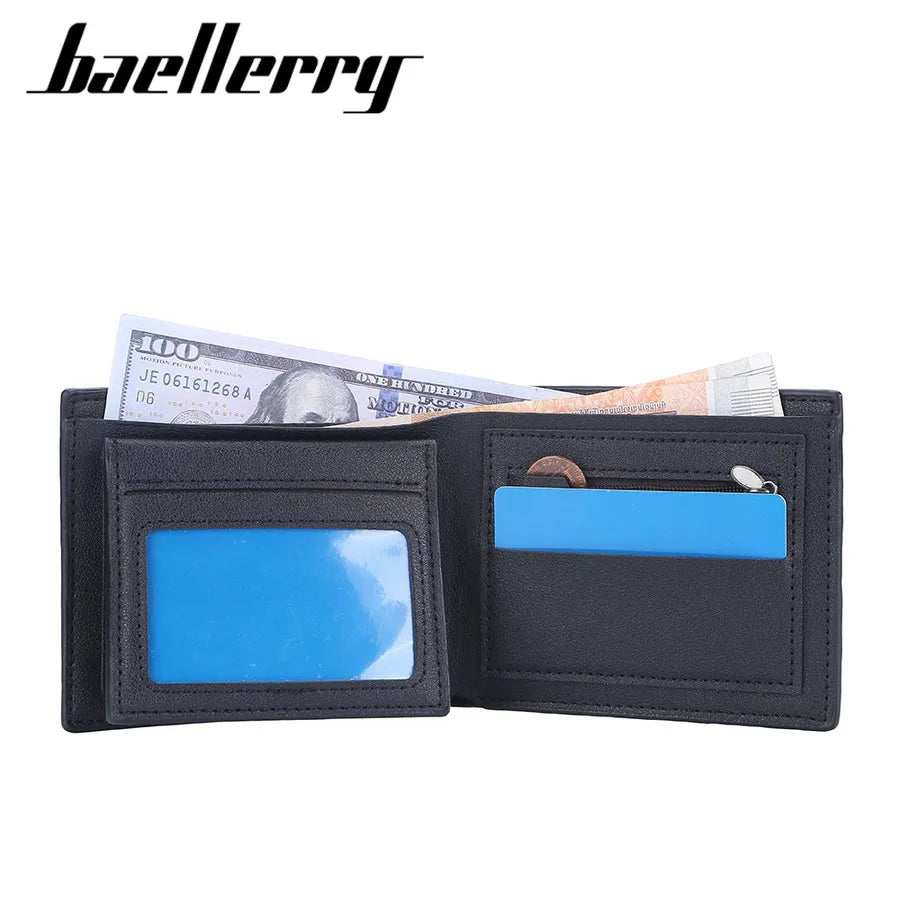 men's solid color pu leather open wallets