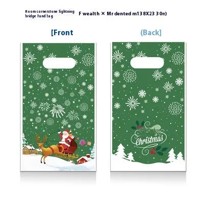Christmas Cartoon Plastic Gift Bags Candy Packaging Handheld Storage Bags Flat Mouth Holiday Themed Printed Red Green