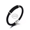 Simple Style Solid Color 304 Stainless Steel Pu Leather Men'S Bracelets