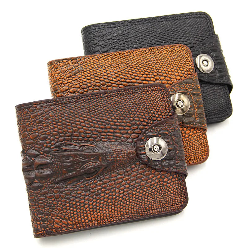 Men's Crocodile Pu Leather Flip Cover Small Wallets