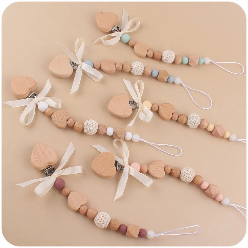 Cute Heart Shape Bow Knot Beech Silica Gel Baby Accessories