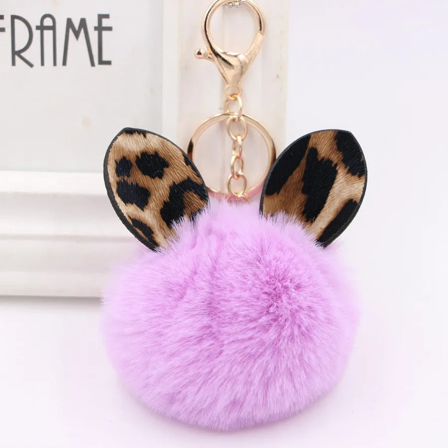1 piece retro ear leopard simulation wool plating bag pendant keychain