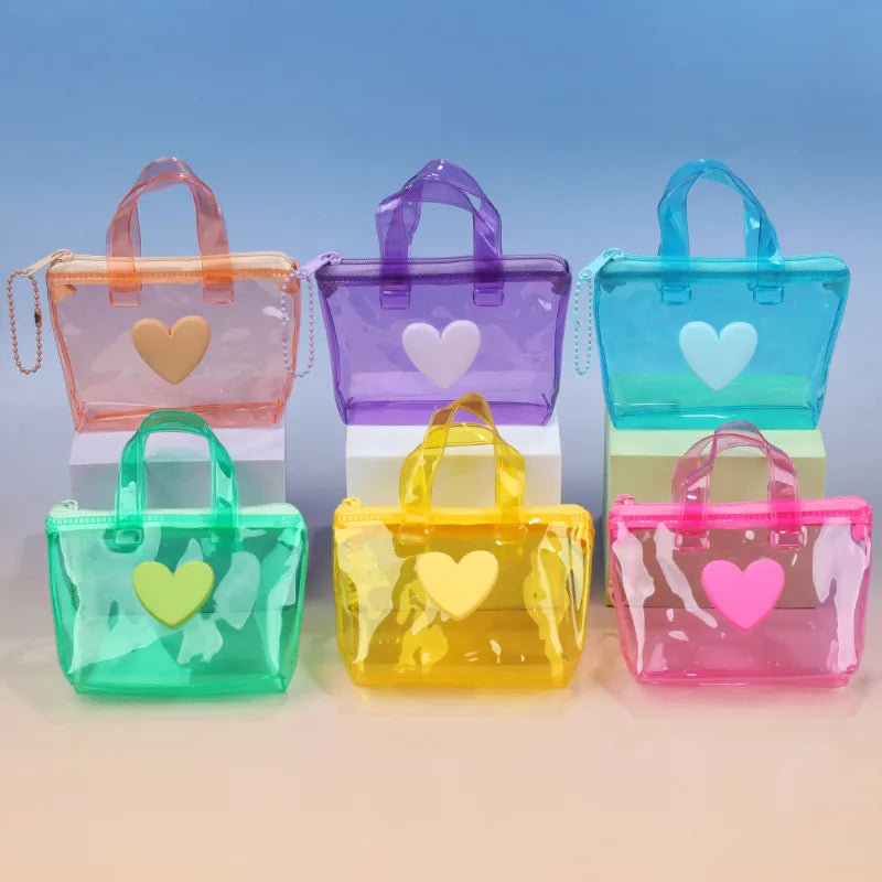 Women's Heart Shape Solid Color PVC Zipper Coin Purses
