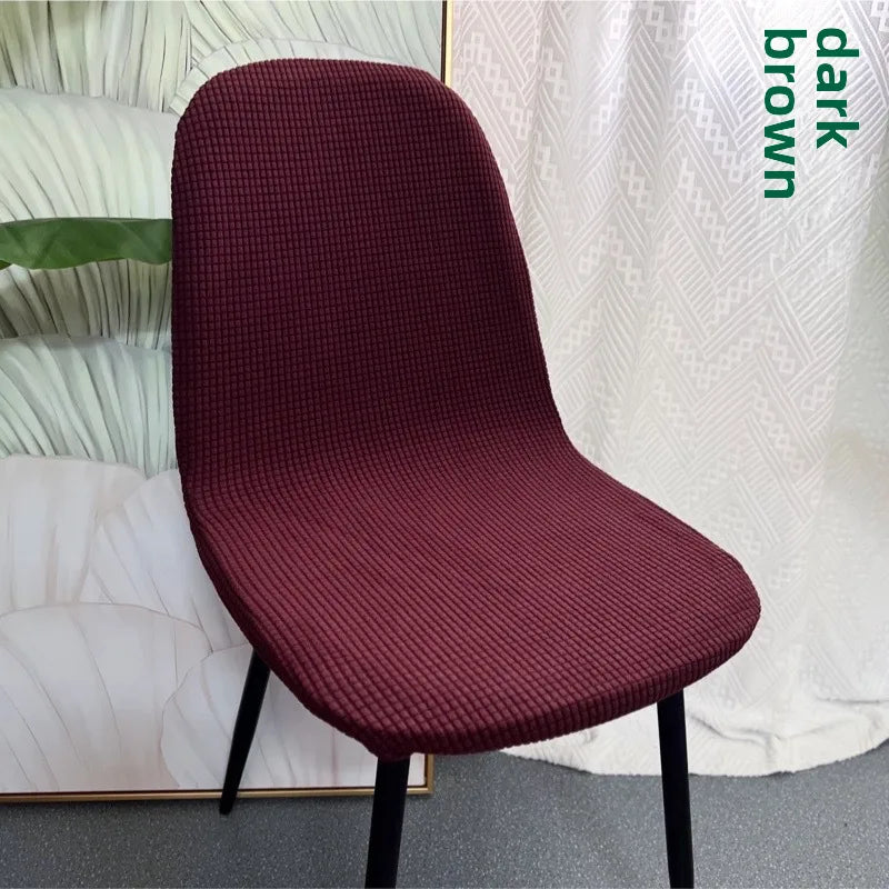 Simple solid color shell-shaped seat cover thickened polar fleece jacquard chair cover Universal Universal hotel dining chair cover