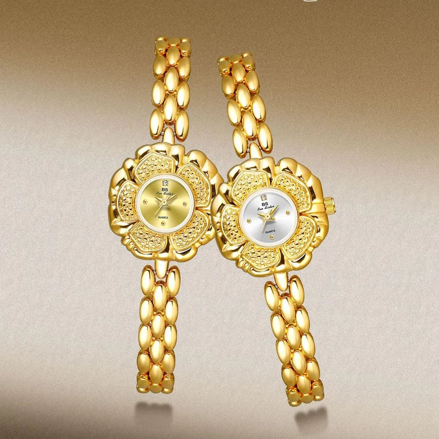 Elegant Solid Color Flower Jewelry Buckle Quartz Watch Women's Watches