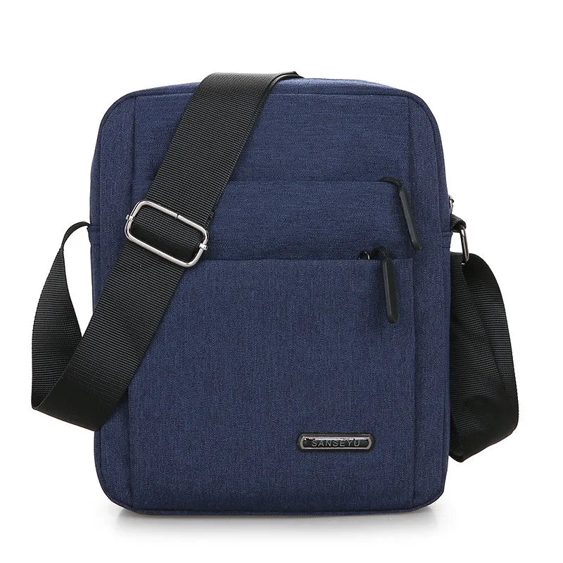 Men's Solid Color Oxford Cloth Zipper Shoulder Bag
