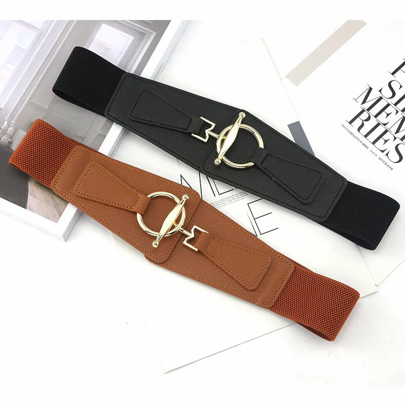 fashion solid color pu leather alloy women's leather belts