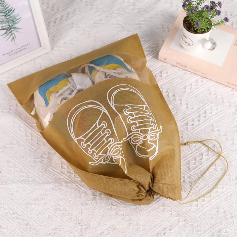 Spot Non-woven Shoe Bag Travel Dustproof Bundle Pocket Clothes Shoes Storage Bag Seasonal Shoes Drawstring Bag Household