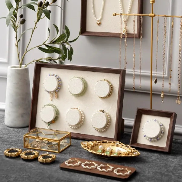 Brown Vintage Jewelry Display Stand Bracelet Necklace Holder Photography Props Ring Tray Ornament Stand Fashion Accessories