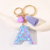 New Women's Purple Love Tassel 26 Letter Keychain Cute Car Key Chain Couple Backpack Jewelry