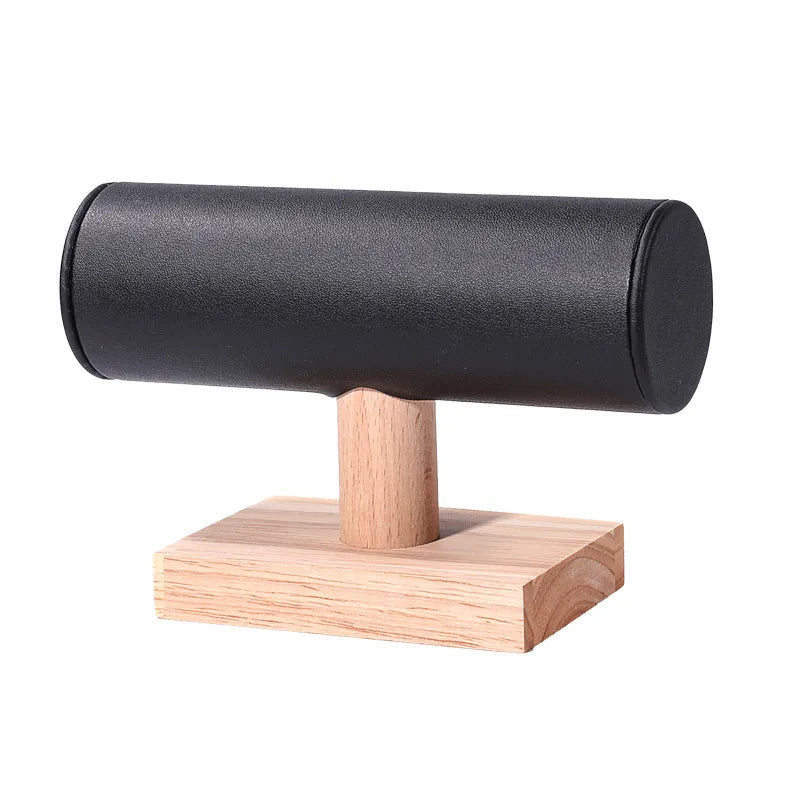 Wooden Bracelet Display Stand Single Layer I-Shaped Watch Storage Rack Nordic Style Jewelry Accessory Organizer Velvet And Solid Wood