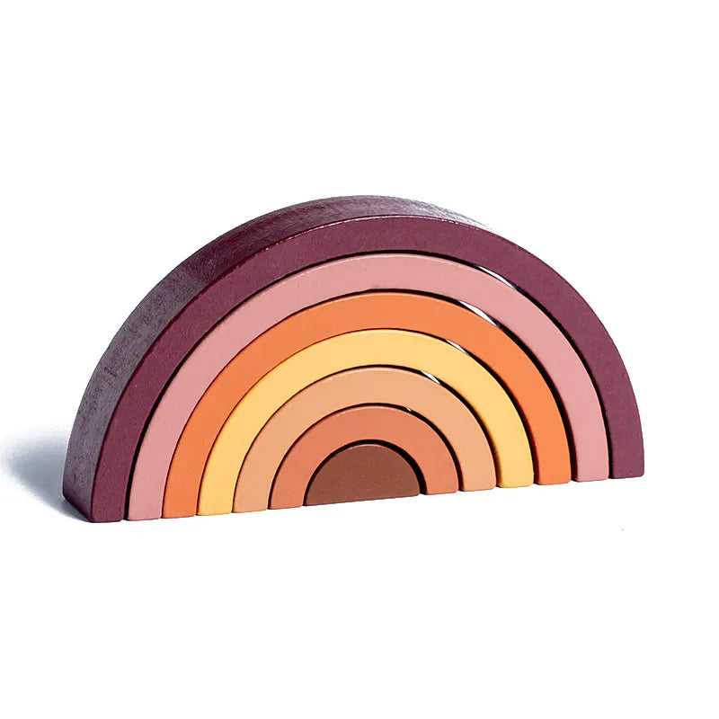 Children Unisex Rainbow Wood Building Toys