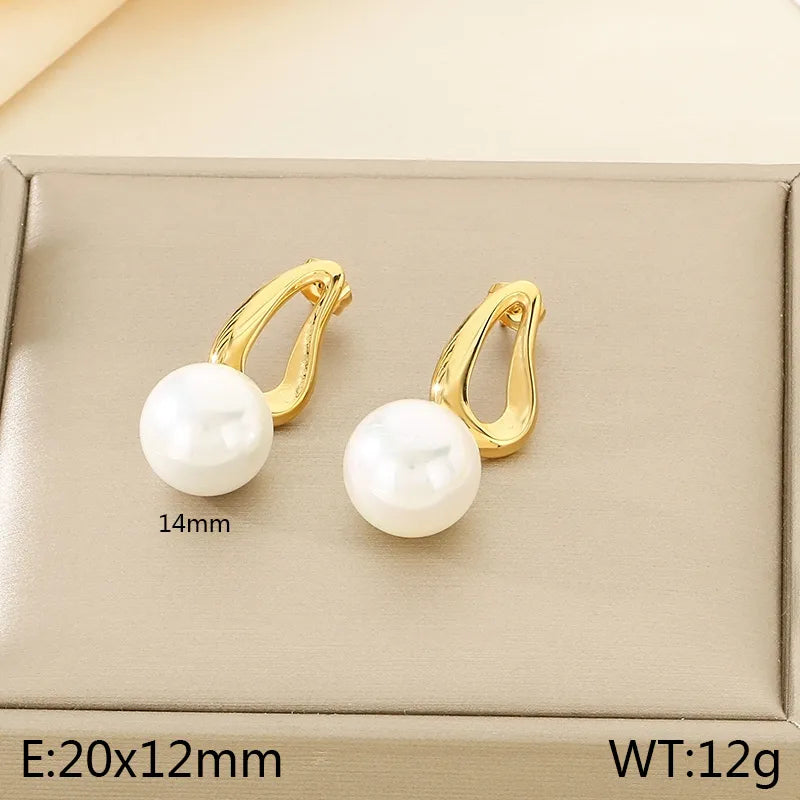 Korean Fashion Refined Grace Stainless Steel Bow Freshwater Pearl Earrings