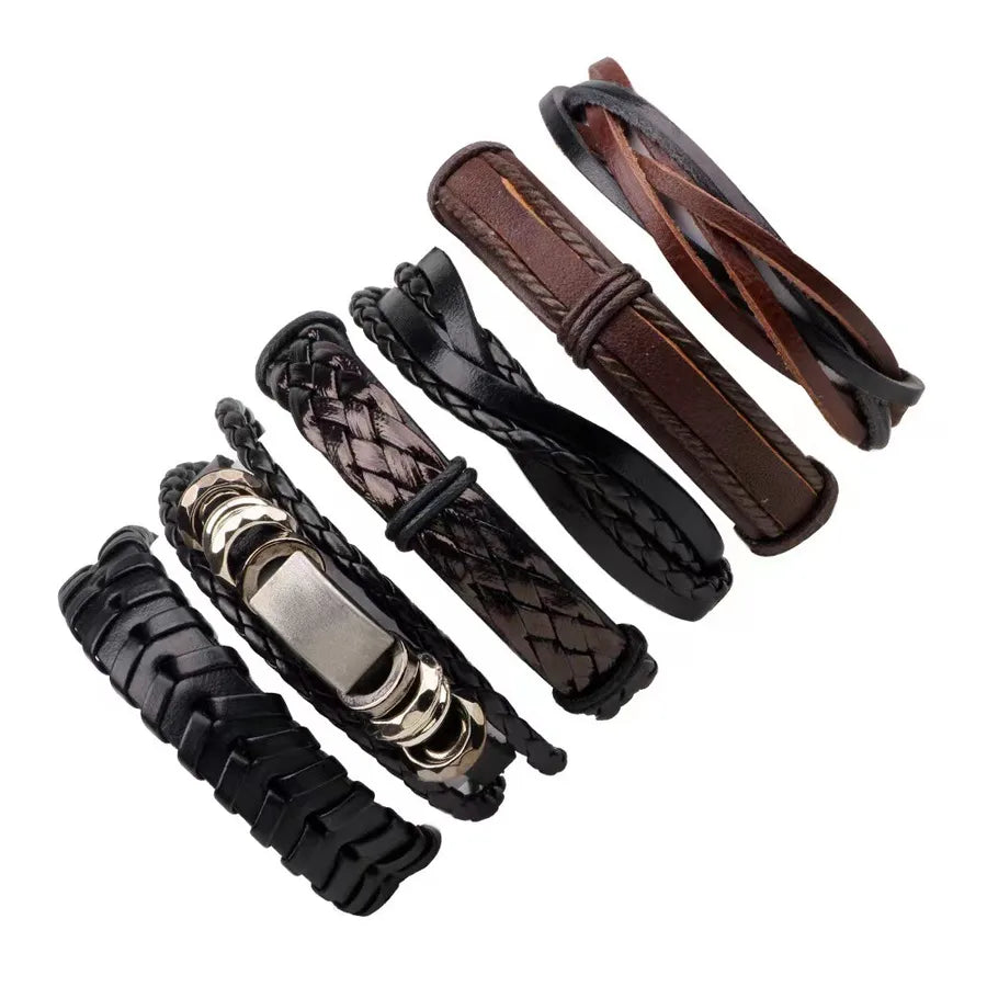 Non-Mainstream Personalized Bracelet Vintage Weave Multi-Layer Six-Piece Bracelet Stall Ornament Wholesale Random Combination
