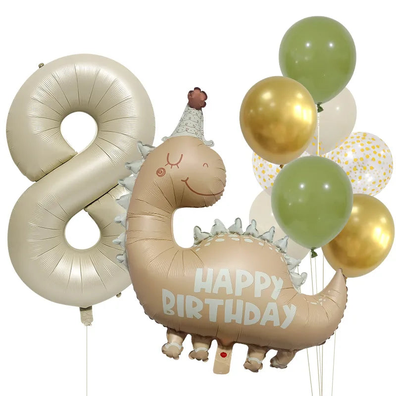 Birthday Cartoon Style Dinosaur Number Aluminum Film Home Birthday Festival Balloons
