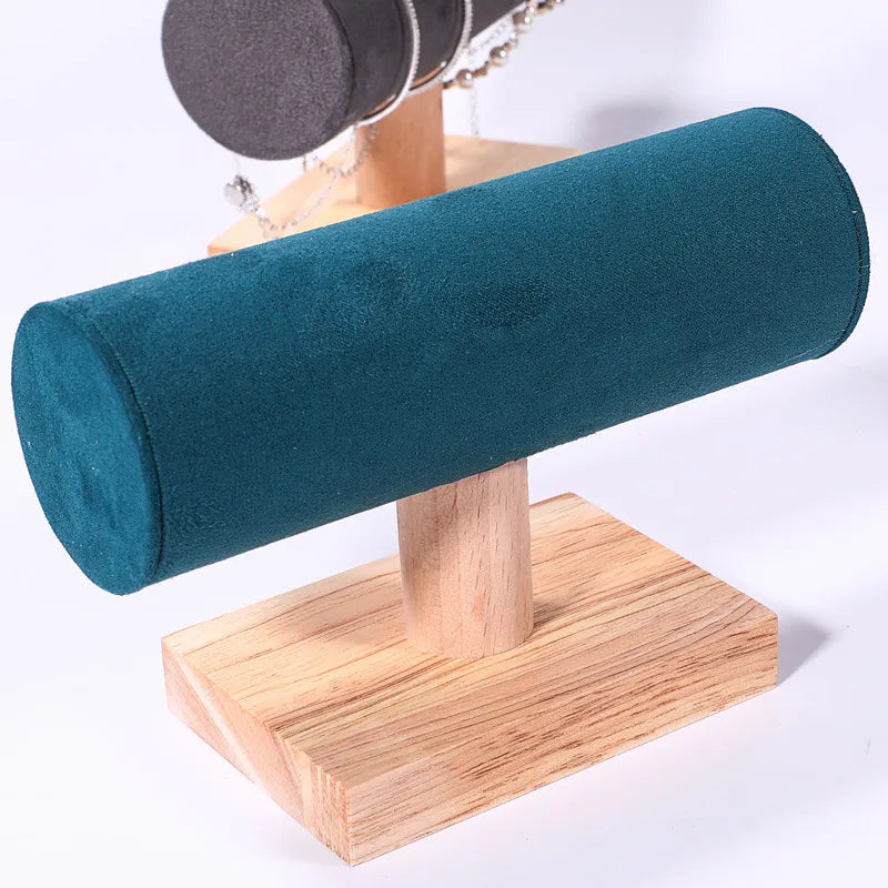 Wooden Bracelet Display Stand Single Layer I-Shaped Watch Storage Rack Nordic Style Jewelry Accessory Organizer Velvet And Solid Wood
