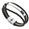 Retro Classic Style Customization Laser Engraving Pu Leather Titanium Steel Polishing Men's Bracelets Men Cord & Leather Bracelets