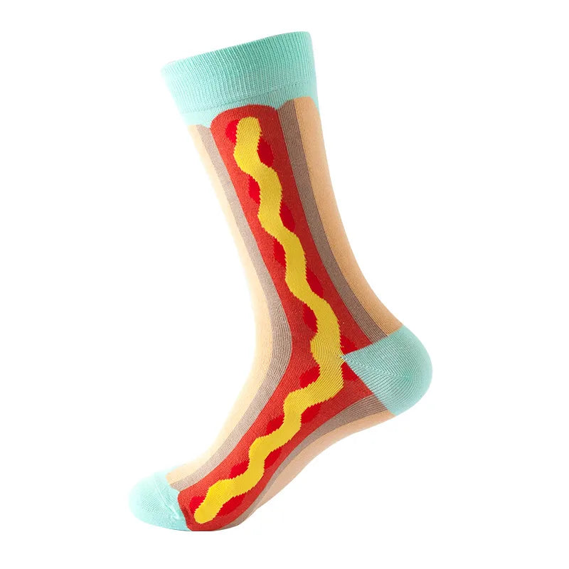 Unisex Cute Hamburger French Fries Watermelon Cotton Jacquard Ankle Socks A Pair