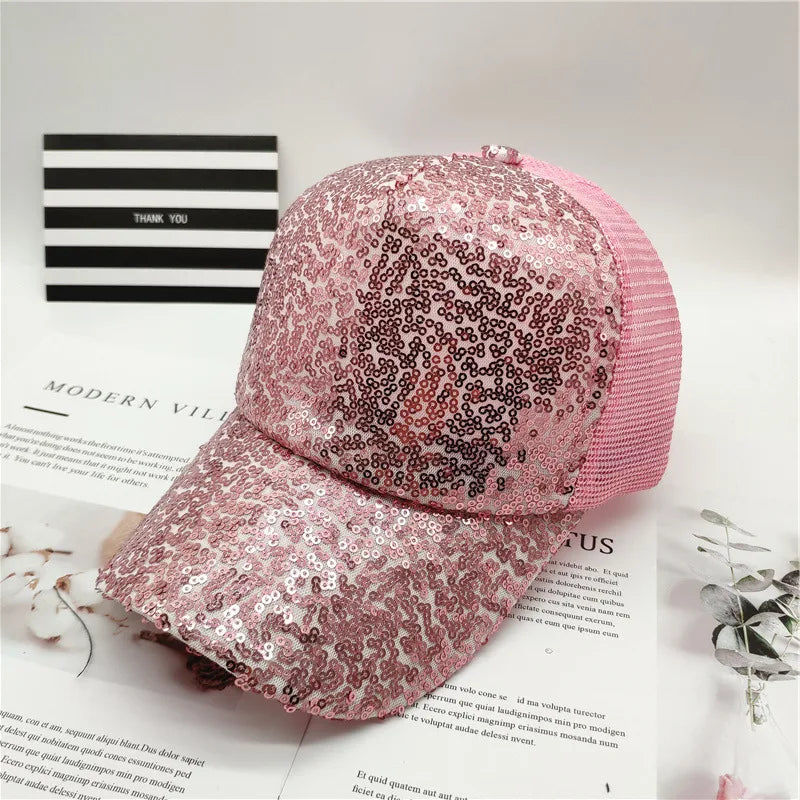 Hat Women's Spring and Autumn Korean Style Trendy  Student Street Sequin Cap Casual Fashion Summer Sunscreen Baseball Cap