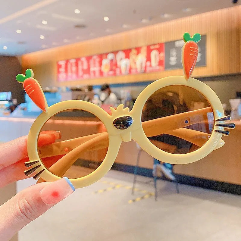 Cute Novelty Carrot Acrylic Round Frame Full Frame Kids Sunglasses