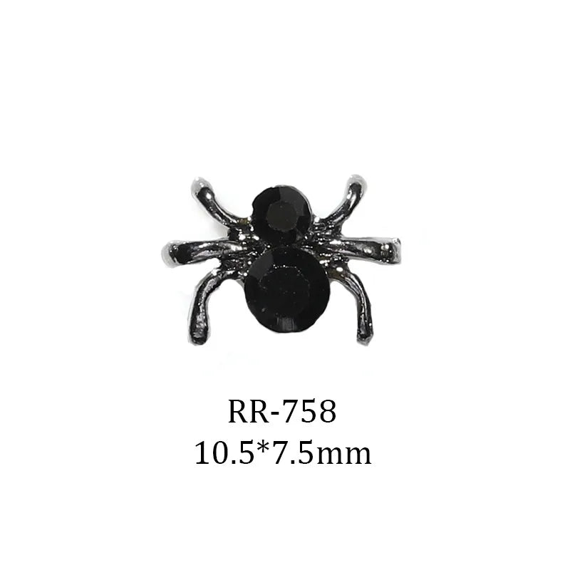 Halloween Manicure Spider Web Alloy Ornament Retro Dark Wind Spider Skull Hand Manicure DIY Accessories Wholesale