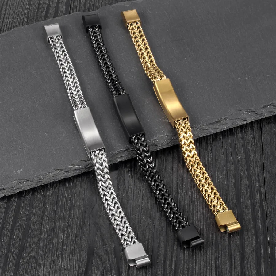 Hip-Hop Punk Simple Style Solid Color 304 Stainless Steel Men's Bracelets Men Chain Bracelets