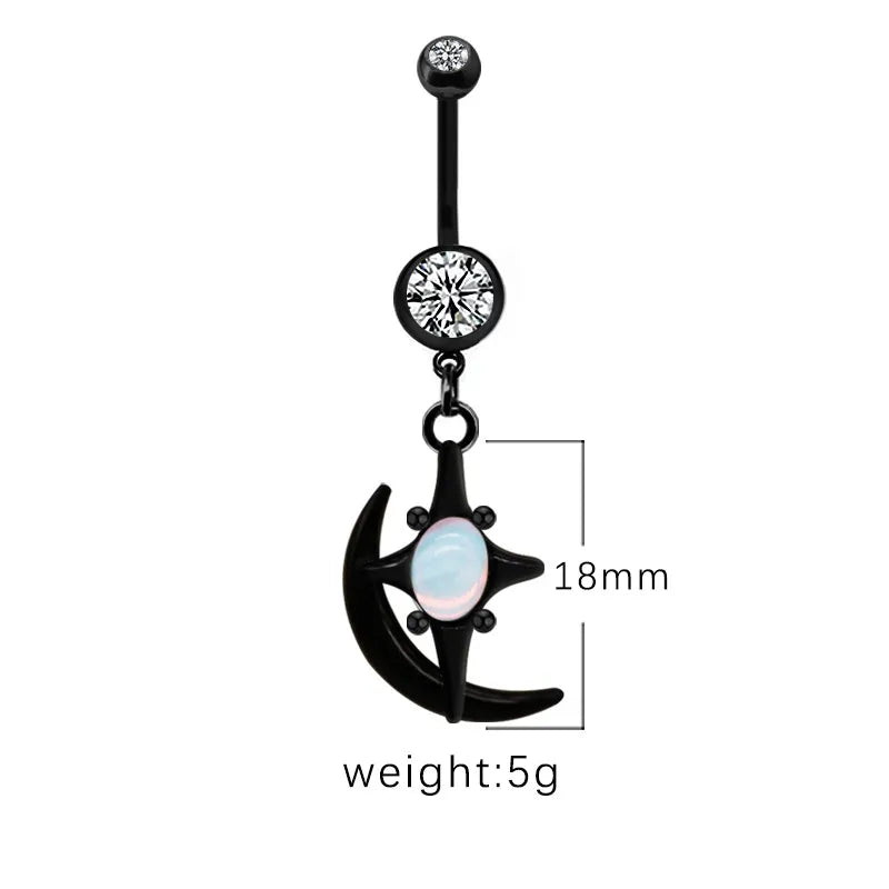 1 Piece Belly Rings Casual Hip-Hop Moon Heart Shape Stainless Steel Arylic Alloy Plating Acrylic Glass