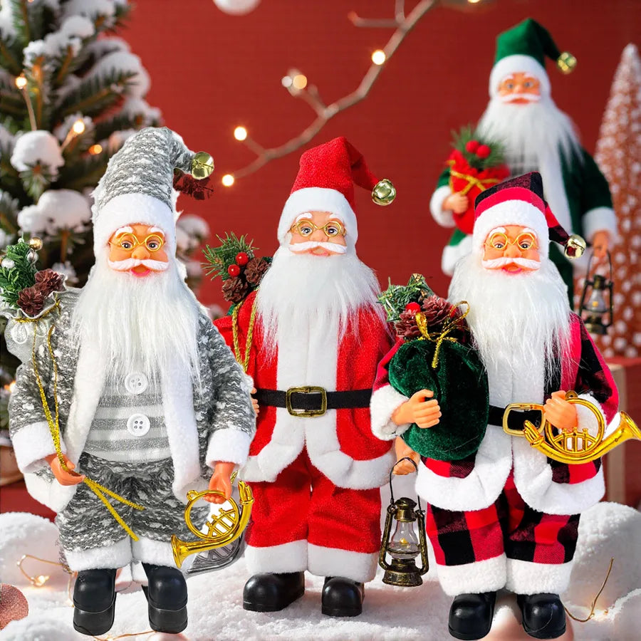13-Inch Santa Claus Figure Christmas Decoration Standing Santa Claus Doll Window Display Decorations Festive Gift