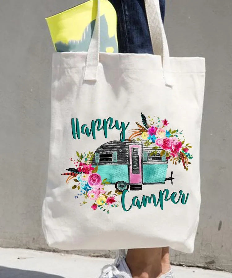 Women's printed shopping bag casual shopping handbag women's shoulder bag large capacity new artistic fresh Women's bag