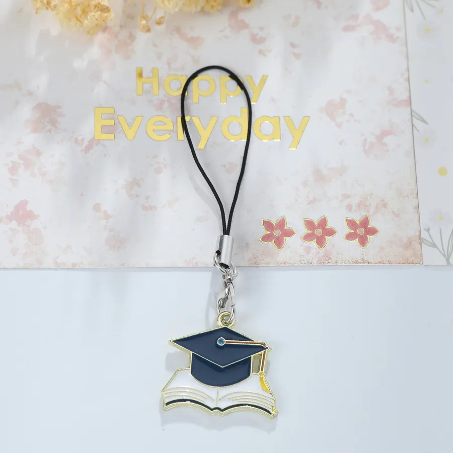 Casual Cute Book Doctoral cap Alloy Enamel Bag Pendant Keychain
